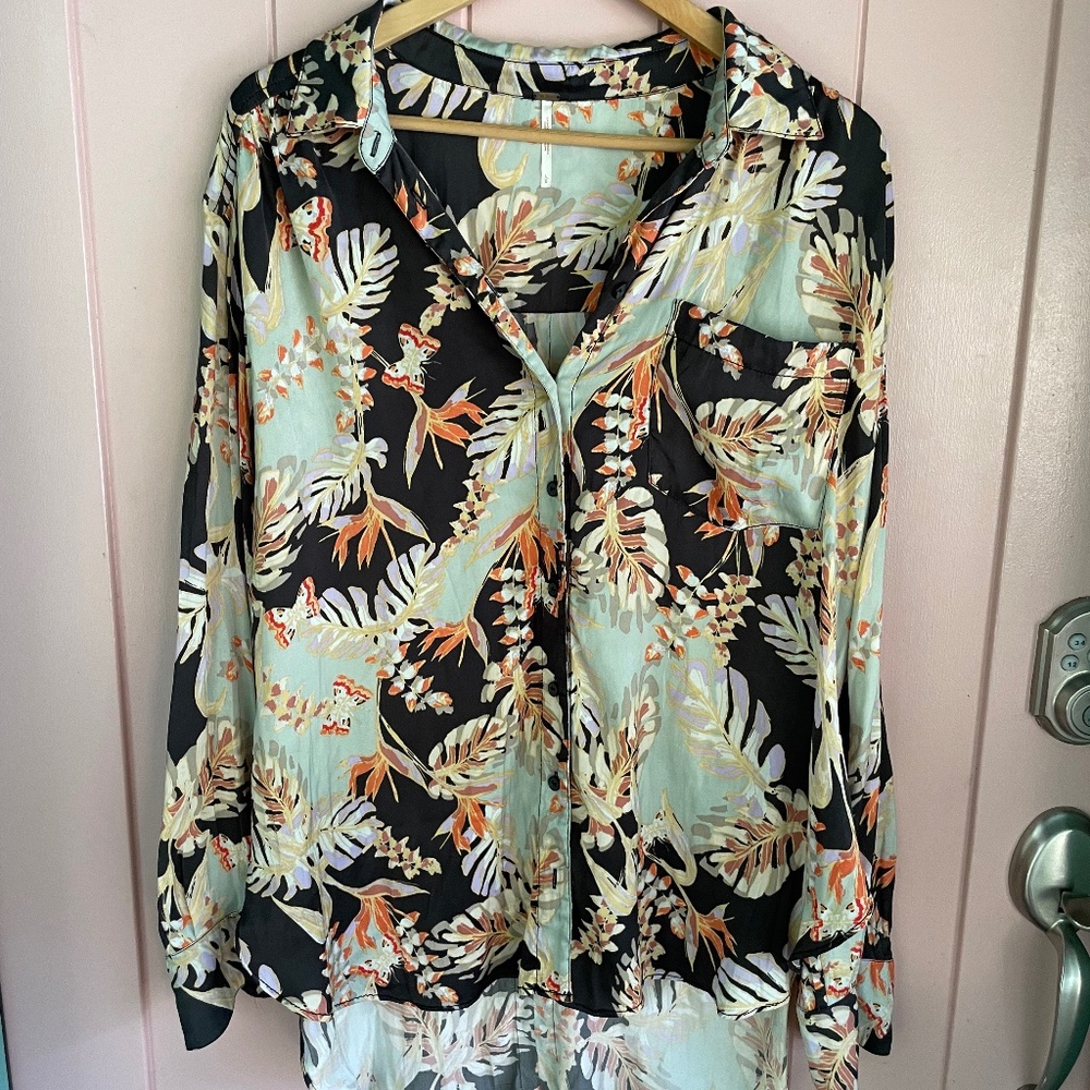 FREE PEOPLE | Printed Silky Blouse